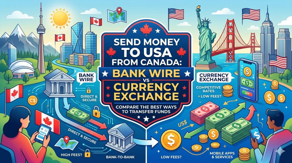 Send Money to USA from Canada: Bank Wire vs Currency Exchange