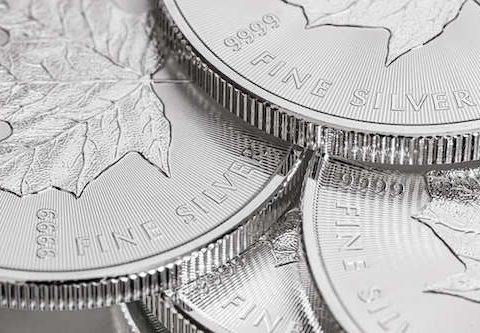 Cape Town, South Africa - August 17, 2019:  Illustrative Editorial image of Macro Close up of a 9999 Silver Canadian Maple Leaf Bullion Coin (Cape Town, South Africa - August 17, 2019:  Illustrative Editorial image of Macro Close up of a 9999 Silver C