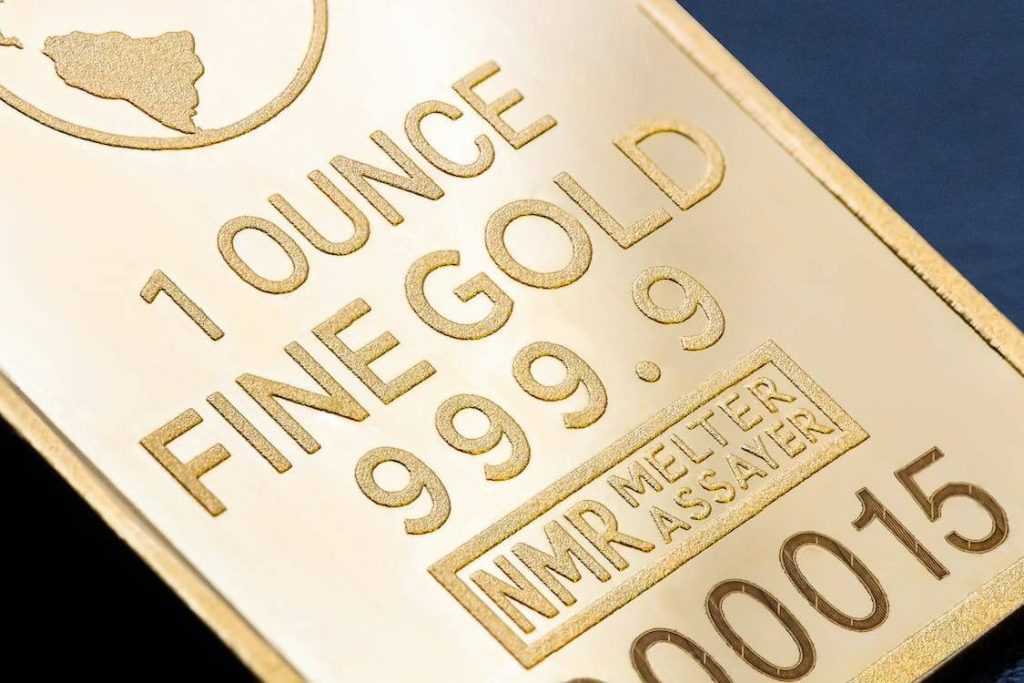 close-up view of a one-ounce gold bar